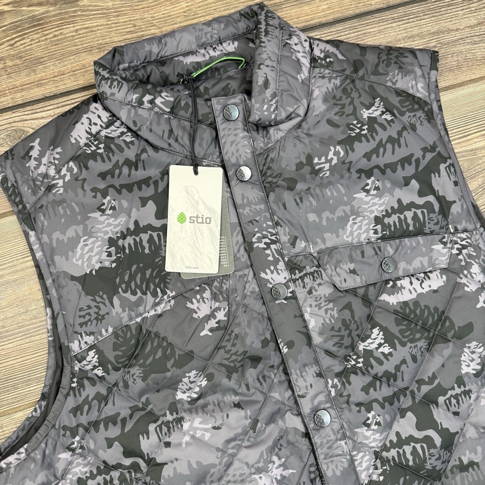 Stio Men's Skycrest Insulated Vest Size Large Steel Gray Camo Camouflage NEW - Picture 2 of 8
